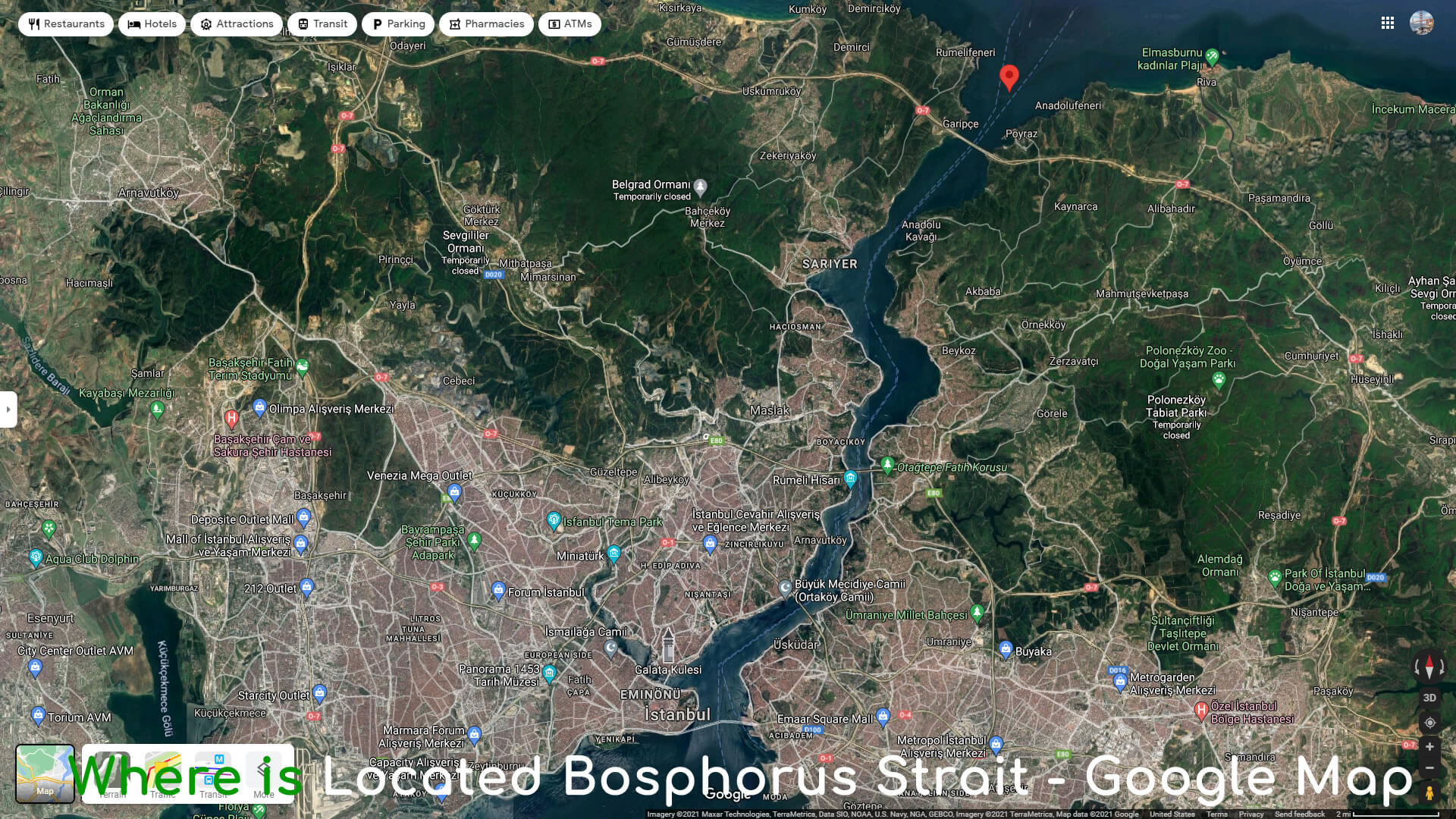Where is Located Bosphorus Strait   Google Map